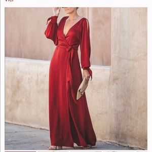 Vici satin wrap maxi dress